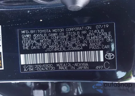 2020 Toyota Corolla Xse z USA, uszkodzony, nr VIN JTDT4RCEXLJ038864